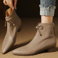 Bottine à talon marron clair Cuir Femme - Bottines chic en cuir beige grainé 4