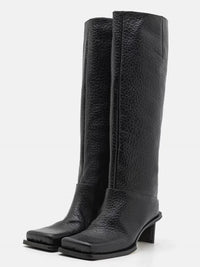 Santiag haute beige Synthétique Femme - Design moderne avec talon carré élégant 3