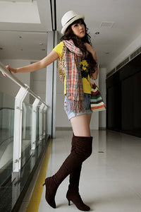 Santiag haute noir Daim Femme - Élégance pointue avec talons fins 2