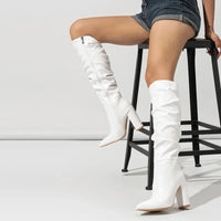 Botte haute blanc Simili Cuir Femme - Santiag élégante au style sophistiqué 3
