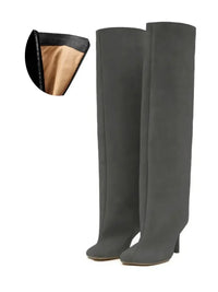 Santiag haute gris Daim Synthétique Femme - Talon fin élégant, bout carré moderne 2