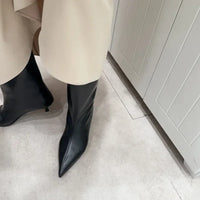 Botte haute noir Simili Cuir Femme - santiags modernisées au design minimaliste 2