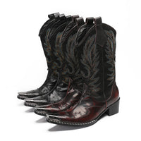 Santiag mi-haute noir Cuir Homme - Embout métallique argenté audacieux 4