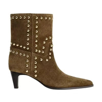 Santiag basse noir Synthétique Femme - Clous dorés et talon évasé chic 2