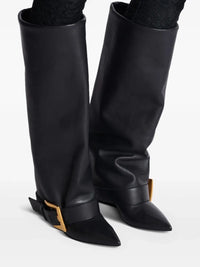 Santiag haute noir Synthétique Femme - Élégante boucle dorée contrastante 3