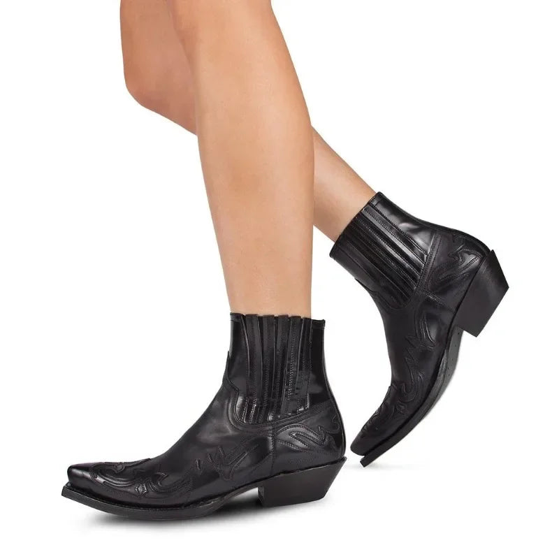 Santiag mi-haute noir Synthétique Homme - Bottes Chelsea bout pointu chic 2