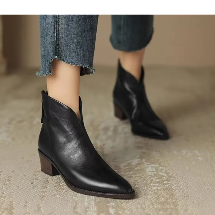 Santiag basse noir Simili Cuir Femme - Élégance moderne avec talon carré 2