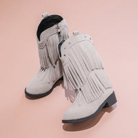 Santiag haute noir Cuir Fille - Franges dynamiques et clous argentés 3