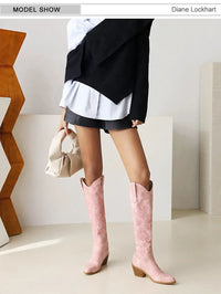 Santiag haute noir Simili Cuir Femme - Élégantes avec coutures décoratives western 4