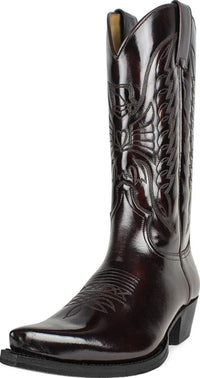 Santiag mi-haute marron foncé Simili Cuir Homme - Broderies western élégantes sur tige 1