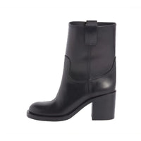 Santiag mi-haute noir Cuir Femme - Bottes minimalistes avec couture élégante 1