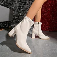 Santiag mi-haute beige Synthétique Femme - Talons carrés, allure moderne et chic 3