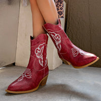 Santiag mi-haute noir Simili Cuir Femme - Broderies élégantes et talon cubain classique 3