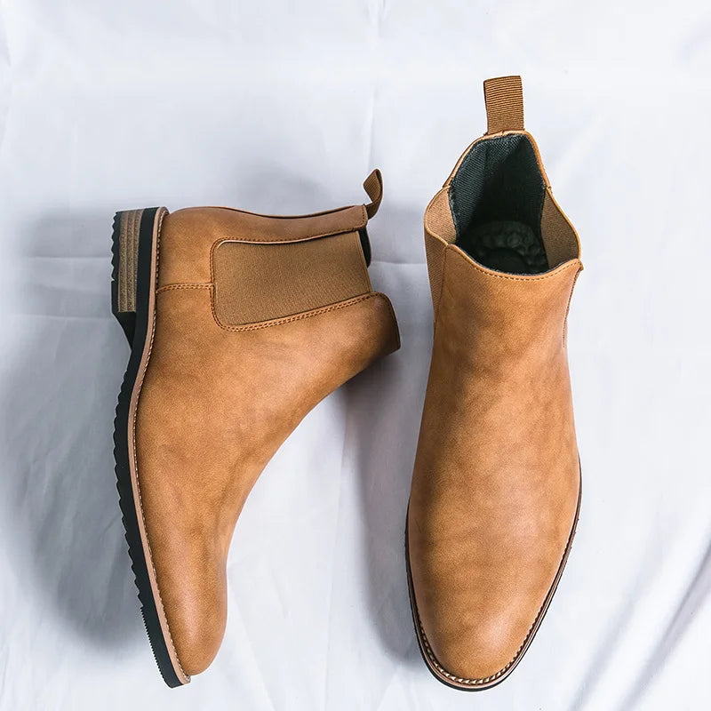 Santiag mi-haute camel Simili Cuir Homme - Élégance discrète avec bout pointu 2