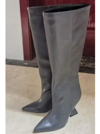 Santiag haute bleu Synthétique Femme - Style moderne avec talon angulaire audacieux 3