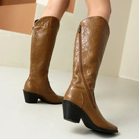 Santiag haute blanc Simili Cuir Femme - Style minimaliste, bout pointu élégant 1