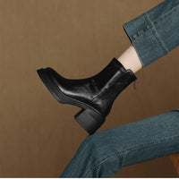 Santiag mi-haute marron foncé Synthétique Femme - Talon épais et bout arrondi chic 4