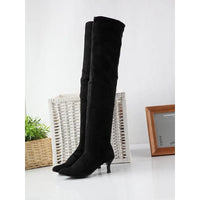 Santiag haute noir Daim Femme - Élégance pointue avec talons fins 4