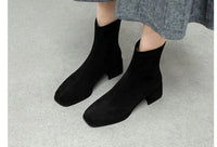 Santiag mi-haute gris Daim Synthétique Femme - Bottines grises à bout carré chic 1