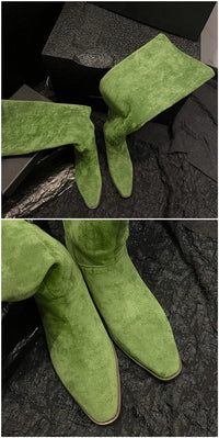 Santiag haute rose Daim Femme - Élégance rose avec texture plissée 4