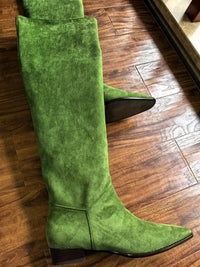 Santiag haute rose Daim Femme - Élégance rose avec texture plissée 2