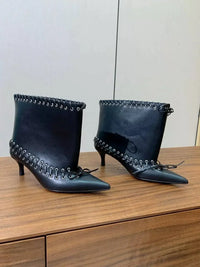 Santiag mi-haute argenté Synthétique Femme - Style élégant avec laçage corset 4