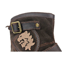 Bottine haute marron foncé Simili Cuir Femme - Ornée de motifs floraux et lion 6