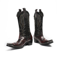 Santiag mi-haute noir Cuir Homme - Embout métallique argenté audacieux 1