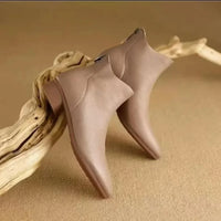 Santiag basse beige Cuir Femme - Style épuré avec talon carré 4