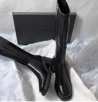 Santiag haute marron Simili Cuir Femme - Élégantes avec talon carré et fermeture éclair 4