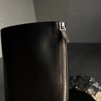 Botte haute noir Cuir Femme - Santiags noires élégantes au bout pointu 3