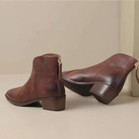 Santiag mi-haute marron Simili Cuir Femme - Bout pointu, talon carré moyen 3