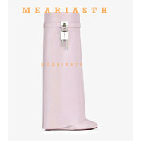 Santiag mi-haute blanc Cuir Femme - Santiags blanches à chaîne élégante 3