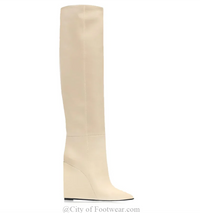 Santiag basse beige Simili Cuir Femme - Élégantes bottines à talon compensé 3