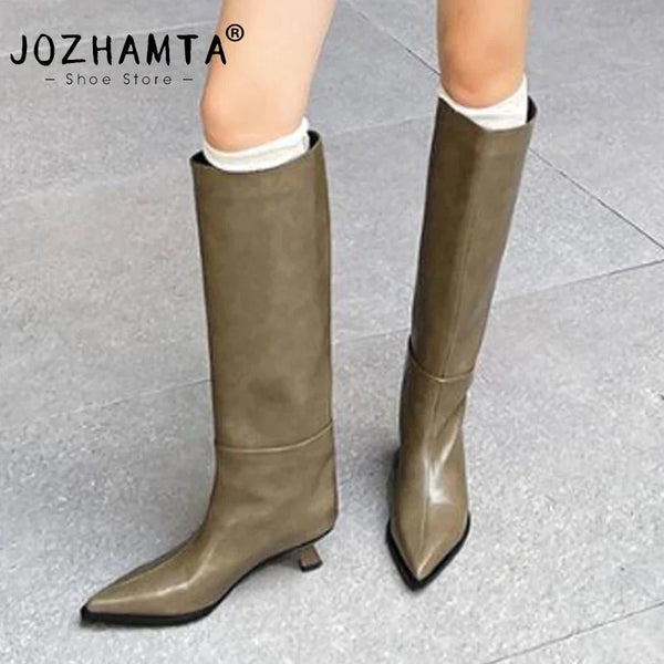 Santiag haute noir Cuir Femme - Élégance moderne, silhouette allongée et talon unique