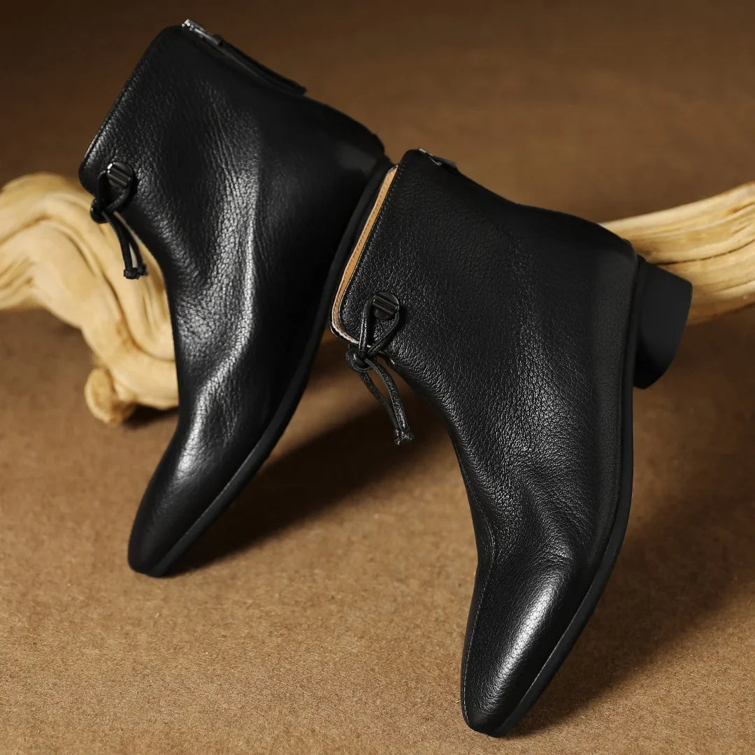 Bottine plate noir Cuir Femme - Santiags modernes avec nœud papillon 3
