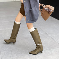 Santiag haute marron foncé Cuir Femme - Talon étrange, bout pointu moderne 4