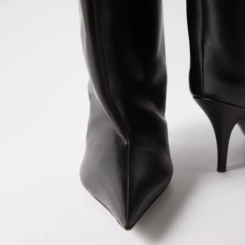 Botte haute noir Synthétique Femme - Talon aiguille et silhouette affirmée 7