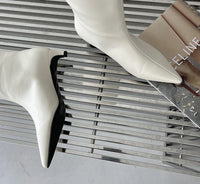 Santiag haute marron foncé Synthétique Femme - Élégantes avec talon bas et bout pointu 1