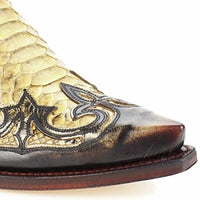 Santiag mi-haute doré Simili Cuir Homme - Motifs python et broderies artistiques 2