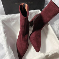 Santiag basse noir Daim Synthétique Femme - Talon carré et bout pointu chic 3