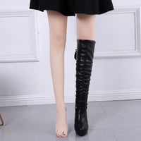 Santiag haute noir Simili Cuir Femme - Élégantes bottes au talon aiguille 3