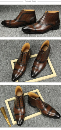 Santiag mi-haute marron foncé Cuir Homme - Style épuré avec laçage élégant 4