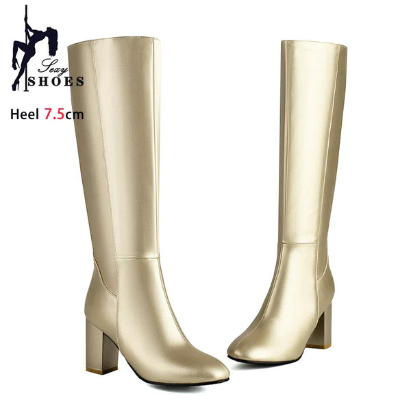 Santiag haute camel Simili Cuir Femme - Design moderne à talon carré épais