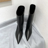 Botte haute noir Simili Cuir Femme - santiags modernisées au design minimaliste 3