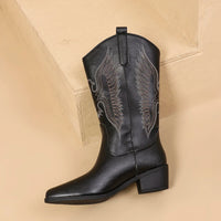 Santiag haute blanc Simili Cuir Femme - Broderies western sur tige haute chic 4