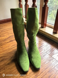 Santiag haute camel Daim Femme - Élégantes bottes à bout pointu moderne 4