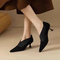 Bottine à talon noir Synthétique Femme - Élégance minimaliste avec courbure sophistiquée 4