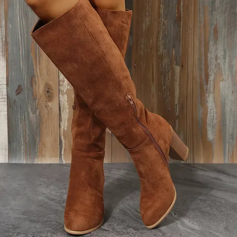 Santiag mi-haute marron Daim Synthétique Femme - Élégance rétro avec bout pointu 3