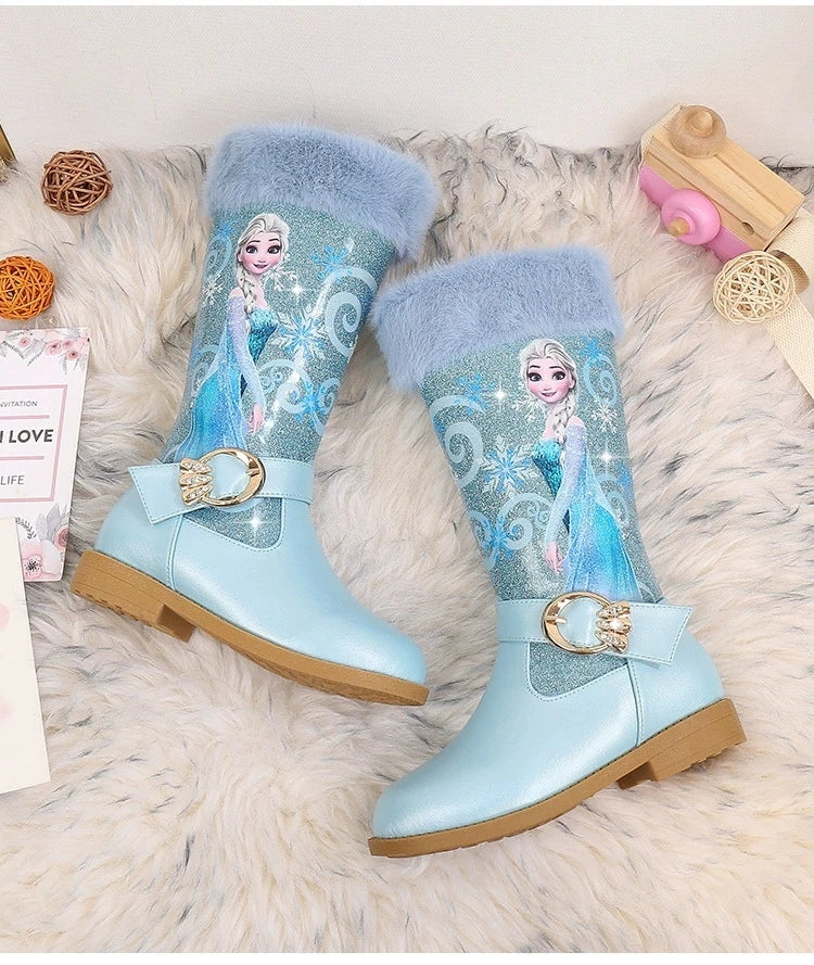 Santiag mi-haute bleu Simili Cuir Fille - Style féerique avec personnage animé et fourrure 5